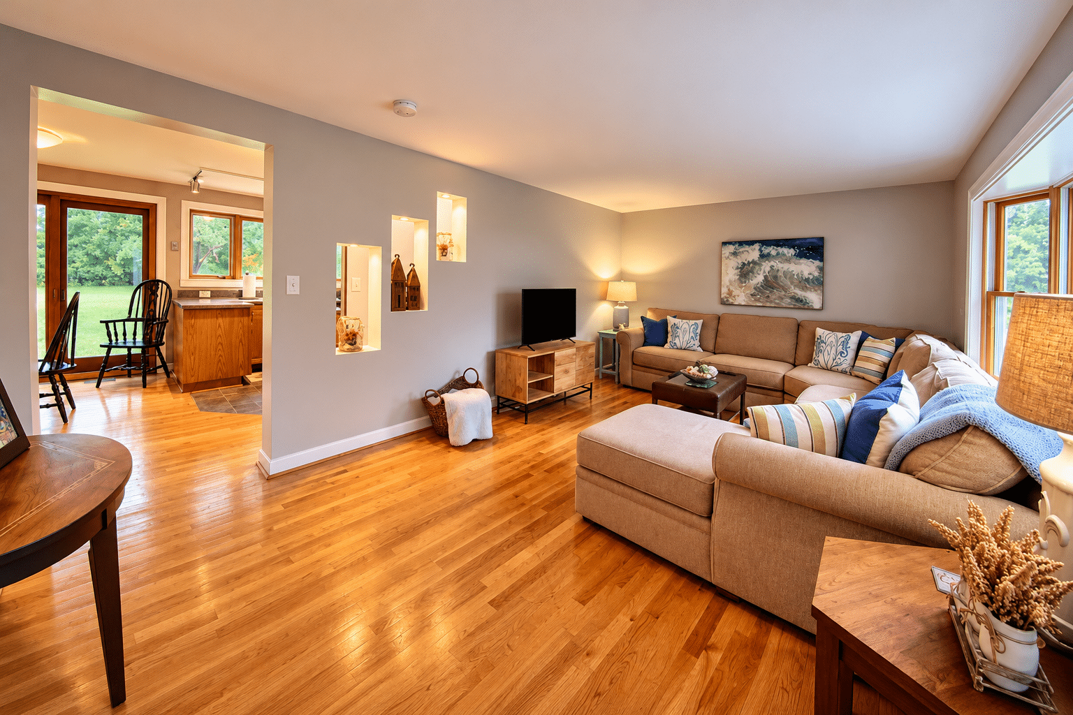Cozy Modern Living Room and Kitchen Nook