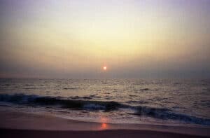 Sunrise over the Atlantic Ocean from the beach in Ocean City, Maryland