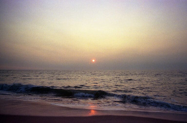 Sunrise over the Atlantic Ocean from the beach in Ocean City, Maryland